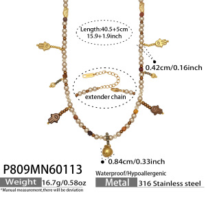 Colliers De Perles Pour Femmes En Acier Inoxydable, Perles Brillantes, Imperméables Et Anti-Ternissement h5