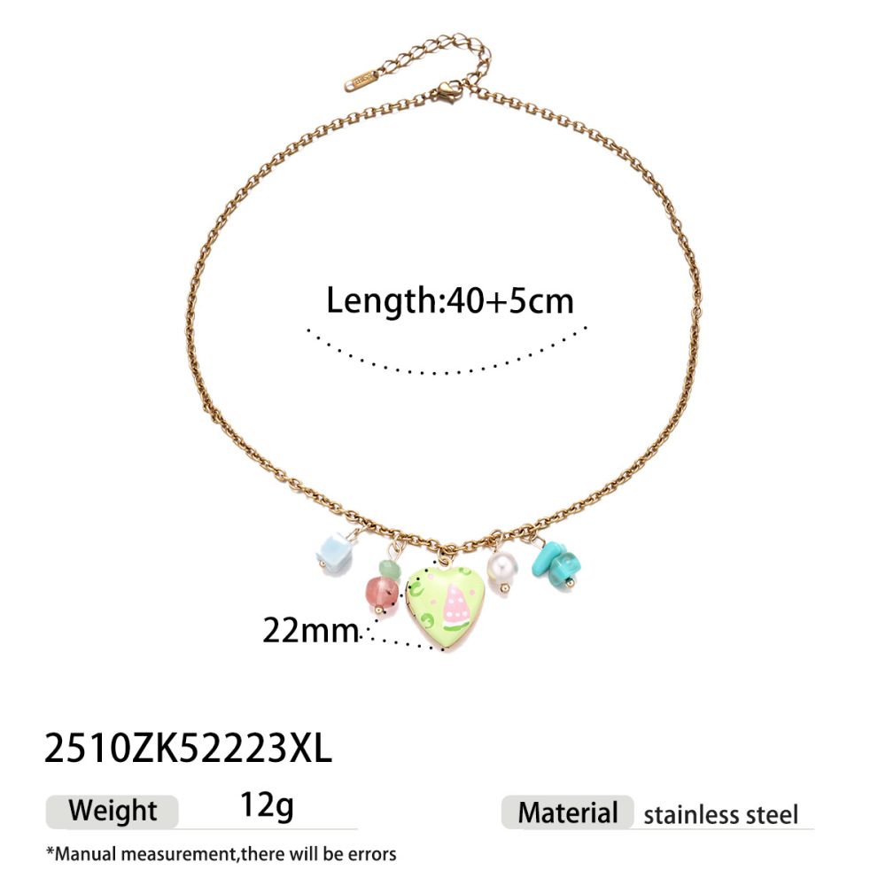 Collier Pendentif Cœur En Acier Inoxydable Étanche Couleur Or