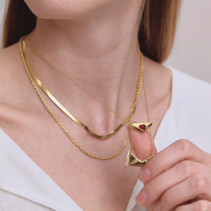 Colliers Pendentifs Pour Femmes En Acier Inoxydable, Couleur Or, Avec Lettre D'Amour Romantique Et Zircon. h5 Image6