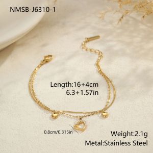 Bracelet En Acier Inoxydable Étanche Avec Maillons Ajourés En Forme De Cœur Et Plaqué Or 18 Carats h5 