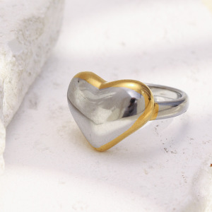 Bague En Forme De Cœur, Étanche, En Acier Inoxydable Doré Et Argenté h5 Image2