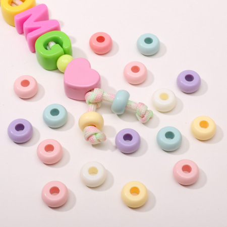 Perles d'espacement rondes mignonnes en acrylique de la série Simple 2