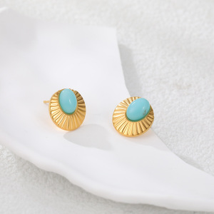 Boucles D'Oreilles Puces Pour Femmes, Style Rétro Luxueux, Œil De Diable, En Acier Inoxydable Et Or 18 Carats, Étanches. h5 Image4