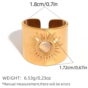 Bagues Tendance Pour Femmes, Style Vintage Daily Sun, En Forme De Cœur, En Acier Inoxydable Étanche Couleur Or h5 Image2
