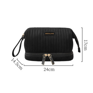 Trousse À Maquillage Double Couche En Velours Uni h5 