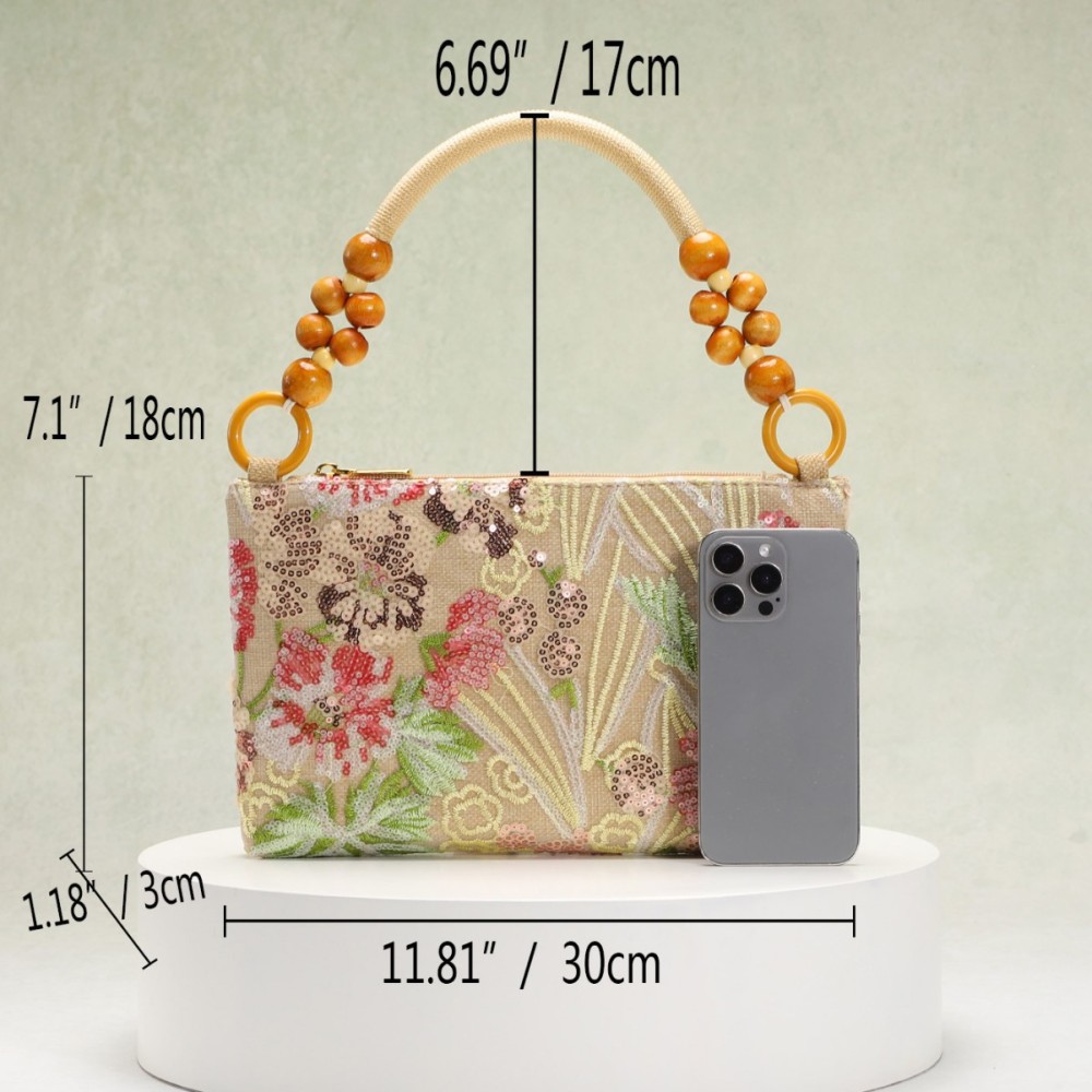 Sacs À Main Romantiques Et Élégants En Pvc Avec Perles Et Fleurs (Motifs Floraux Aléatoires) Image4