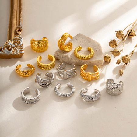 Manchette d'oreilles pour femmes, forme moderne irrégulière, couleur cuivre doré