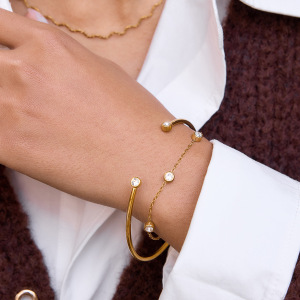 Ensembles De Bracelets Pour Femmes En Acier Inoxydable Léger, Étanche, Couleur Or Et Zircon. h5 Image4