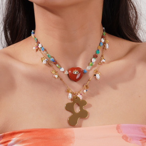 Colliers Pendentifs Pour Femmes En Acier Inoxydable, Pierre Naturelle, Étanche, Couleur Or h5 Image4