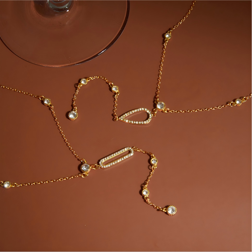 Colliers Pendentifs Pour Femmes En Acier Inoxydable Doré, Imperméables Et Anti-Ternissement, À Lignes Géométriques h5Image5