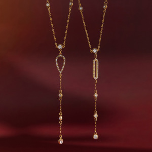 Colliers Pendentifs Pour Femmes En Acier Inoxydable Doré, Imperméables Et Anti-Ternissement, À Lignes Géométriques h5 Image4