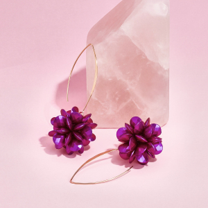 Boucles D'Oreilles Pendantes Vintage Haut De Gamme Pour Femme, Motif Fleur Violette h5 Image5