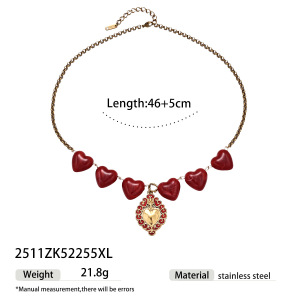 Collier Pendentif Cœur En Acrylique Et Acier Inoxydable Étanche Couleur Or h5 