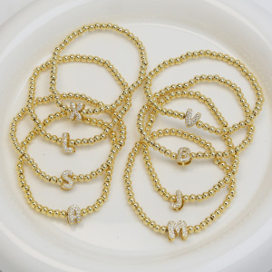 Bracelets À Breloques Élégants En Cuivre Pour Femmes, Ornés De Perles À Lettres. h5 Image3