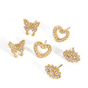 Boucles D'Oreilles Puces Pour Femmes, En Acier Inoxydable Doré, Imperméables Et Anti-Ternissement, Ornées D'Un Œil De Diable Exquis h5 Image7