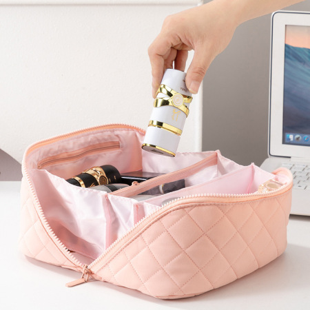 Trousse de maquillage unie, simple, à plusieurs compartiments et grande capacité