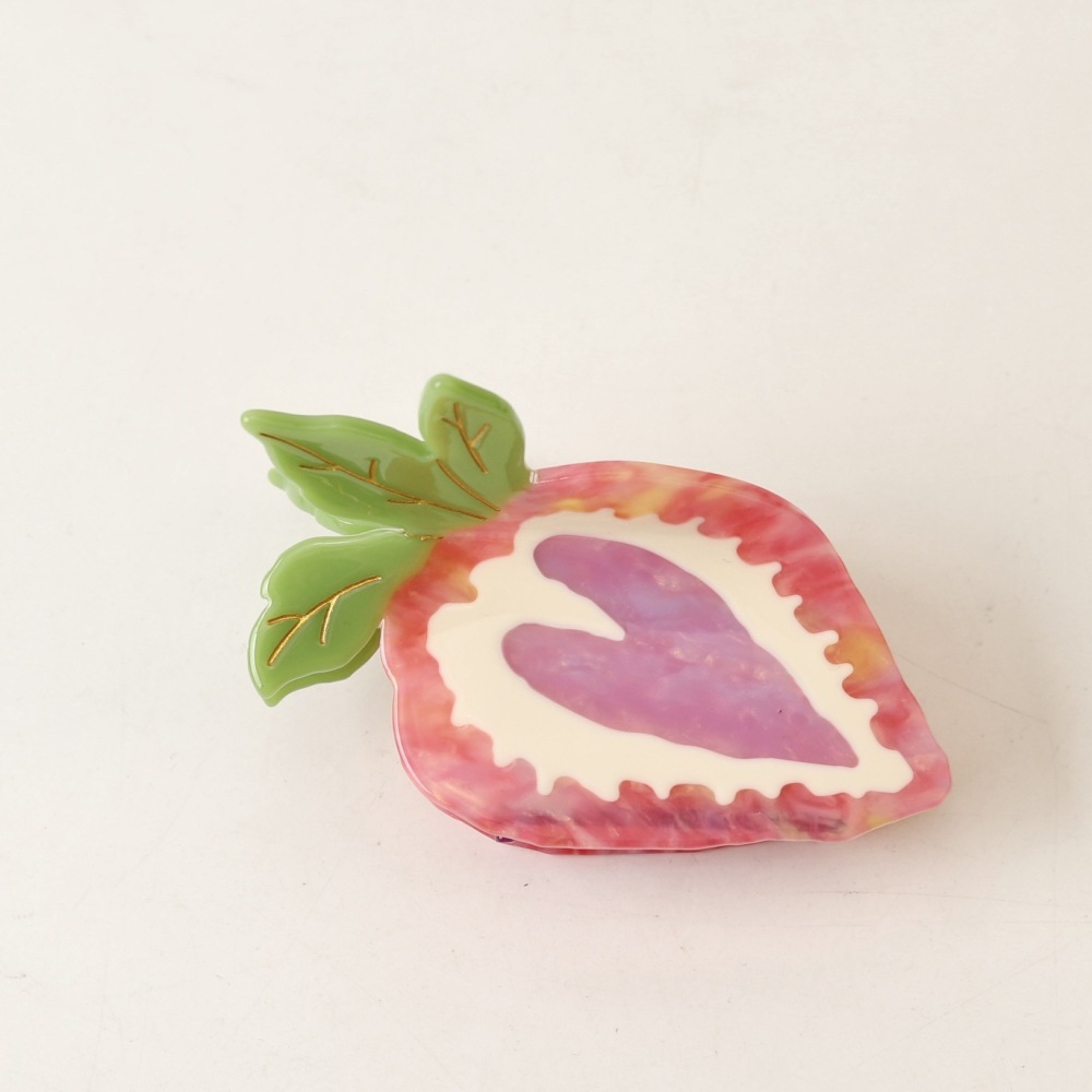 Pinces À Cheveux Pour Femmes, Collection Romantic Series Sweet Fruit Oceanic Style, En Acétate De Fraise 