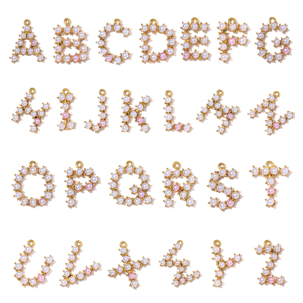 Pendentifs Élégants Pour Femmes, En Acier Inoxydable, Couleur Or, Avec Perles En Forme De Lettre Image5