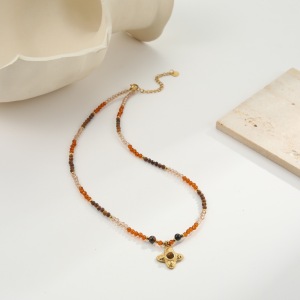 Colliers De Perles Pour Femmes, Collection Classic Series Vacation Beads Chain, En Acier Inoxydable Étanche, Couleur Or h5 Image4