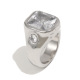 Bague en zircon cubique rond serti sur le côté - couleur acier/Numéro 7 Image5