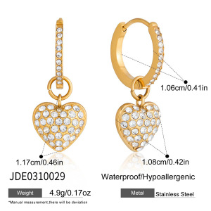 Boucles D'Oreilles Pendantes Sleek Heart Pour Femmes, En Acier Inoxydable Étanche, Couleur Or h5 Image2