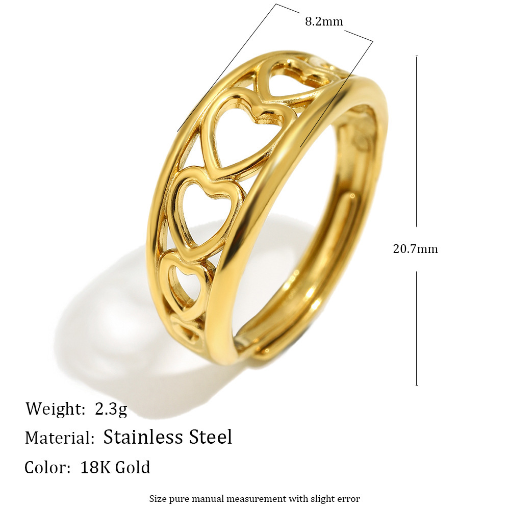 Bague En Acier Inoxydable Étanche Couleur Or En Forme De Cœur