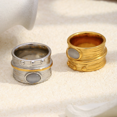 Bague en acier inoxydable étanche avec pierre œil-de-chat incrustée