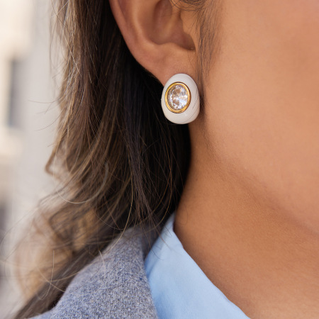 Boucles d'oreilles puces rétro en acier inoxydable, imperméables et anti-ternissement, couleur or, avec zircon.