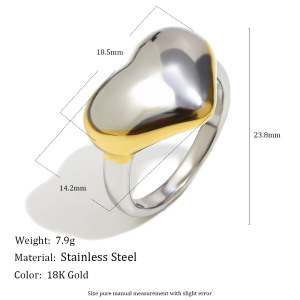 Bague En Forme De Cœur, Étanche, En Acier Inoxydable Doré Et Argenté h5 Image4