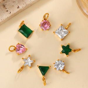 Pendentif Unisexe Simple Series Daily Droplet Heart En Acier Inoxydable Étanche Couleur Or Avec Zircon h5 Image3