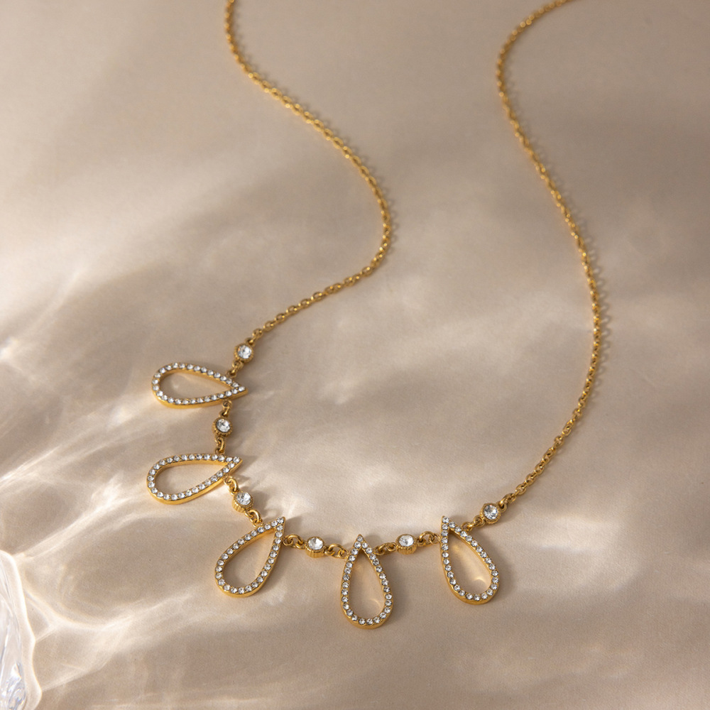 Colliers Pendentifs Pour Femmes En Acier Inoxydable, Couleur Or, Avec Pendentif Étoile En Forme De Goutte Exquise h5Image5