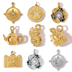 Pendentifs Femme Géométriques En Acier Titane Couleur Or, Collection Romantique h5 Image5