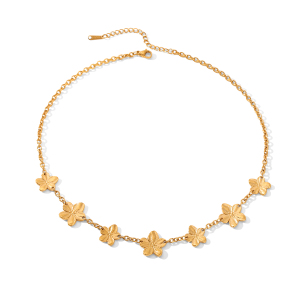 Ensemble Collier Et Collier En Acier Inoxydable Doré, Imperméable, Avec Motif Floral h5