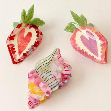 Pinces à cheveux pour femmes, collection Romantic Series Sweet Fruit Oceanic Style, en acétate de fraise 2