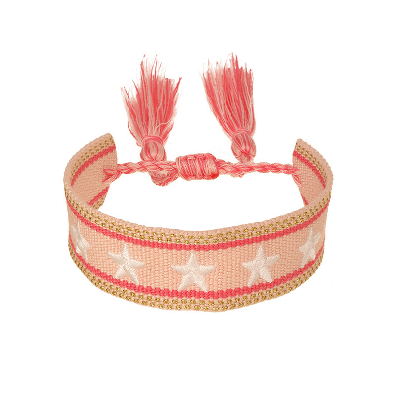 Bracelet Brodé En Forme D'Étoile Avec Pompons