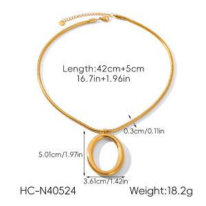 Colliers Pendentifs Ovales Modernes Pour Femmes En Acier Inoxydable, Imperméables Et Anti-Ternissement, Couleur Or h5 Image2