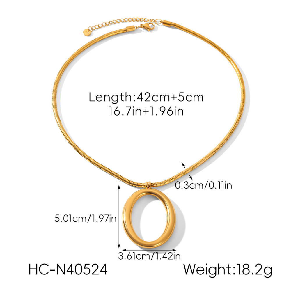 Colliers Pendentifs Ovales Modernes Pour Femmes En Acier Inoxydable, Imperméables Et Anti-Ternissement, Couleur Or h5Image2