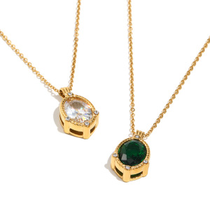 Collier Classique En Acier Inoxydable Étanche Avec Pendentif En Zircon h5 Image4