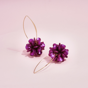 Boucles D'Oreilles Pendantes Vintage Haut De Gamme Pour Femme, Motif Fleur Violette h5 Image6