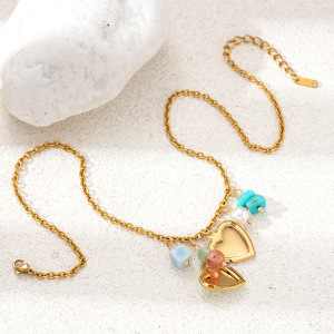 Collier Pendentif Cœur En Acier Inoxydable Étanche Couleur Or h5 Image3