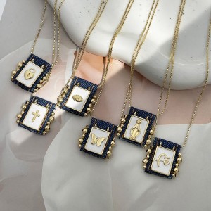 Collier Pendentif Tarot En Tissu Avec Perles De Cuivre h5 Image2