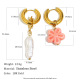 Boucles d'oreilles pendantes en forme de fleur de verre et de perle d'imitation - Or