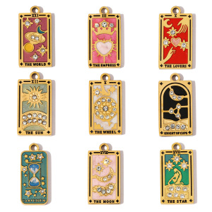 Pendentifs Pour Femmes En Acier Titane, Couleur Or, Imperméables Et Anti-Ternissement, Avec Motif De Tarot Orné h5 Image6