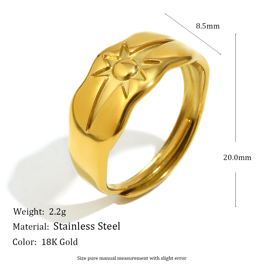 Bague Minimaliste En Acier Inoxydable Doré, Motif Étoile, Étanche 