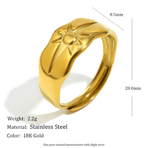 Bague Minimaliste En Acier Inoxydable Doré, Motif Étoile, Étanche h5 