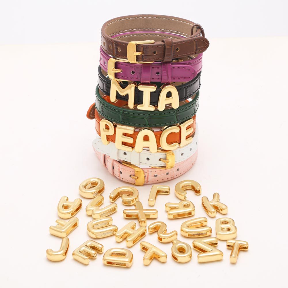 Bracelets À Breloques En Cuivre Pour Femmes, Collection Simple Series Diy, Avec Lettres. Image3