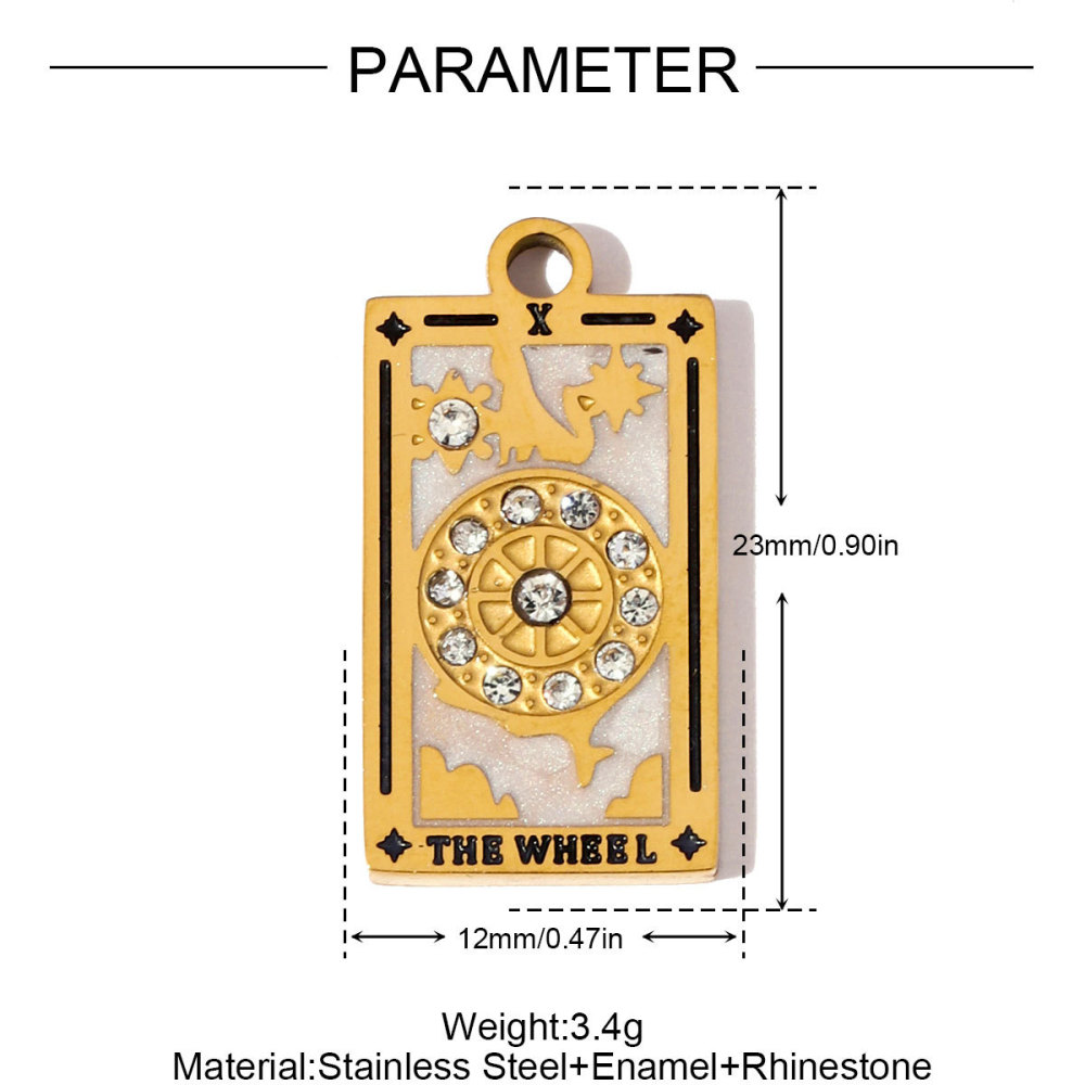 Pendentifs Pour Femmes En Acier Titane, Couleur Or, Imperméables Et Anti-Ternissement, Avec Motif De Tarot Orné h5Image2