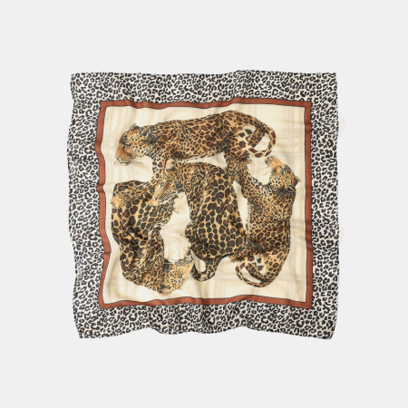 Bandana rétro en polyester à imprimé léopard