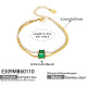 Bracelet E309 - Zircon vert doré 17+5 cm Image3