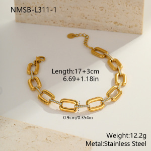 Bracelet Chaîne Élégant Et Irrégulier En Acier Inoxydable, Couleur Or, Étanche, En Forme De Cœur, De Cercle Ou De Rectangle. h5 